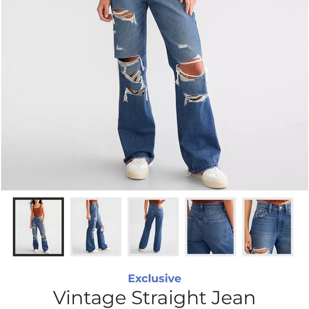 Flying Monkey Distressed Blue Straight Leg Jeans